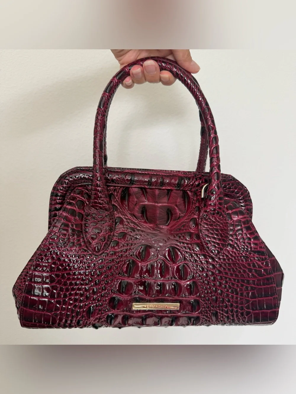Brahmin Mika Satchel Cherry Lacquer Melbourne Leather